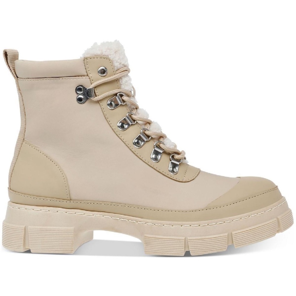 NEW Steve Madden Womens Hildy Tan Lug Sole Lace Up Ankle Boots Shoes size 9.5 - Picture 3 of 12